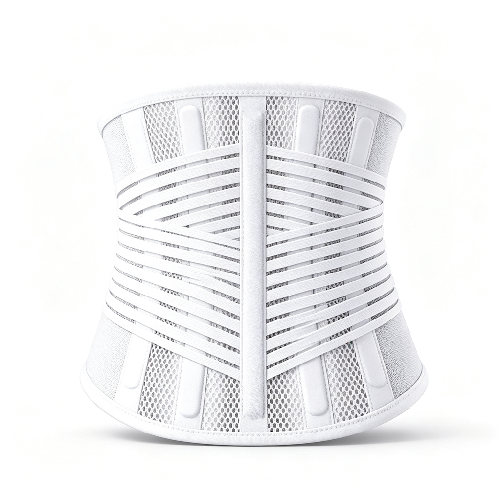 Fish fillet breathable waist protection, five steel plates strong support, anti-C Radian, effective protection of lumbar intervertebral disc, flying mesh breathable fabric, side added two elastic belts, omni-directional fixed support