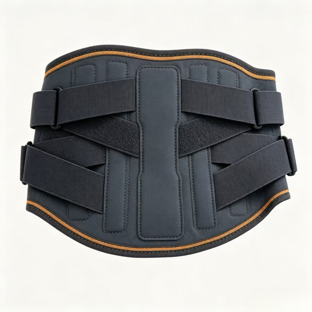 Four pressurized waist fixator, ergonomic S-shaped Radian strong support, five manganese alloy steel plate strong support, four-wheel-drive compression design to stabilize lumbar vertebrae