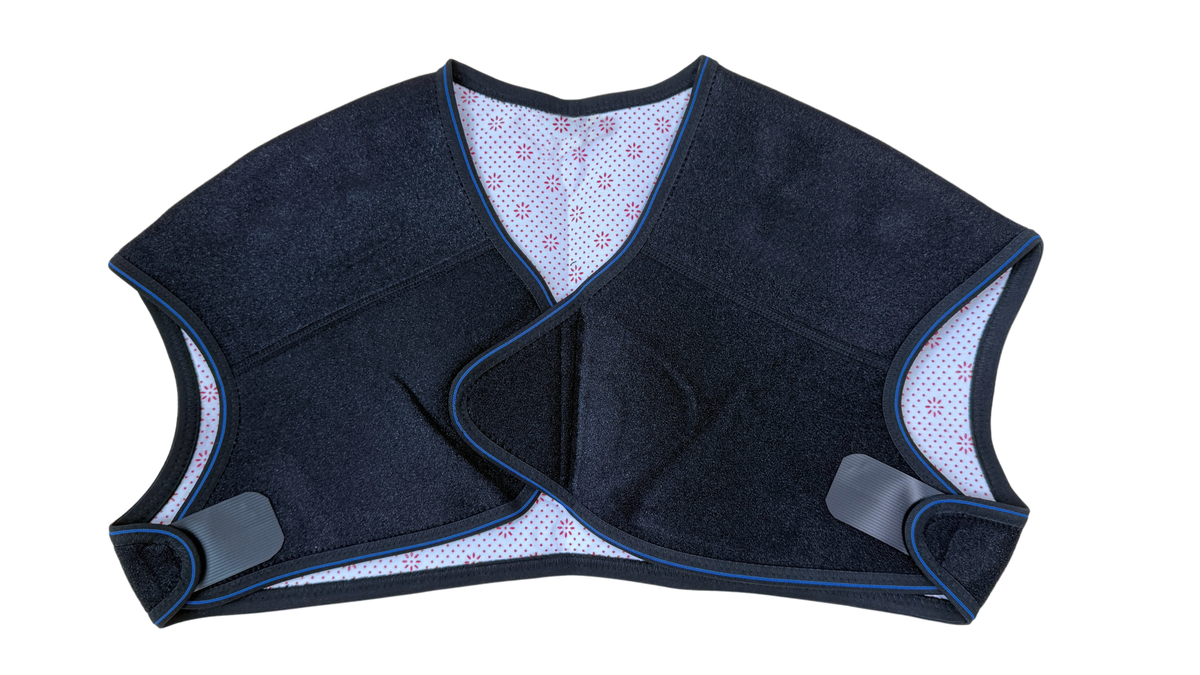Lattice heating shoulder protection, ergonomic design, can be worn without bloated, three-way adjustment, freely adjustable size, easy to wear, soft fabric to keep warm
