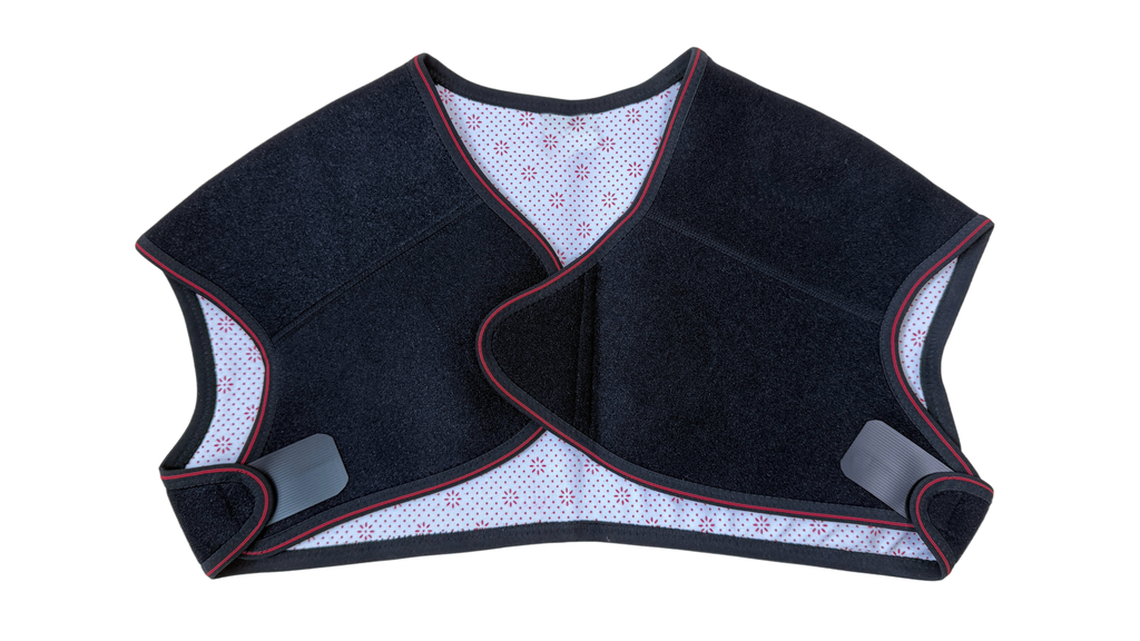Lattice heating shoulder protection, ergonomic design, can be worn without bloated, three-way adjustment, freely adjustable size, easy to wear, soft fabric to keep warm