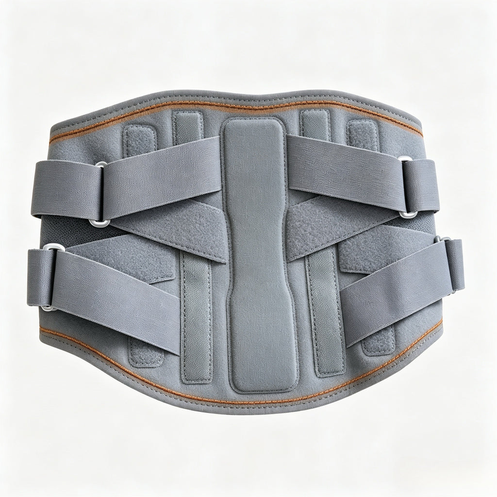 Four pressurized waist fixator, ergonomic S-shaped Radian strong support, five manganese alloy steel plate strong support, four-wheel-drive compression design to stabilize lumbar vertebrae